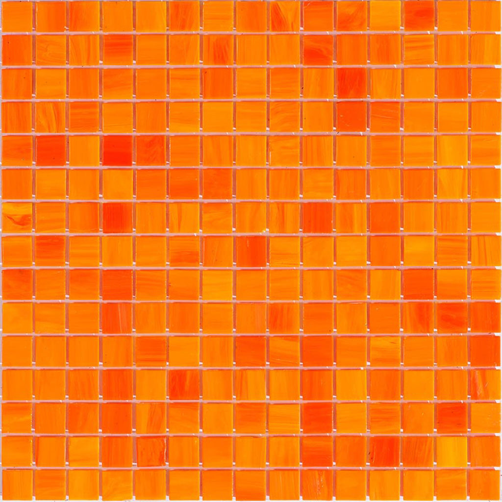 Fire Orange Glossy Glass Mosaic Tile