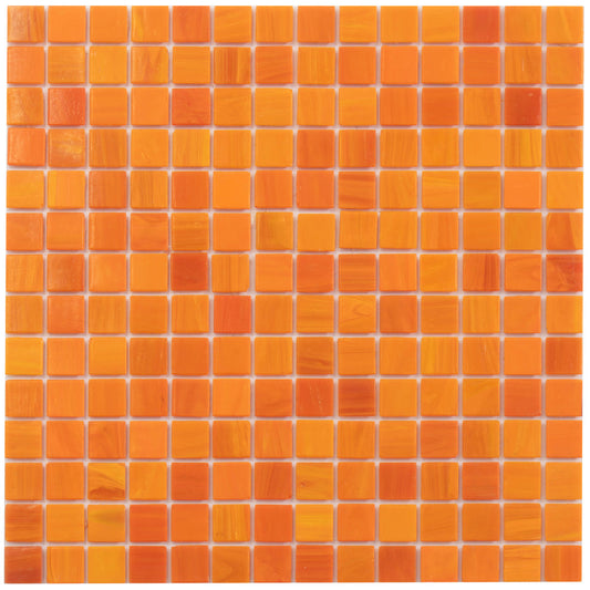 Fire Orange 12x12 Glossy Uniform Square Glass Mosaic Tile (10 pack, 10 sq ft/case) - Sample