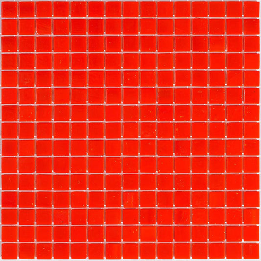 Glossy candy apple red 12x12 inch uniform square glass mosaic tile sheet with vibrant red finish