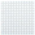 Glossy rice white 12x12 inch uniform square glass mosaic tile sheet for wall and floor