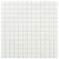 cotton white glossy 12x12 inch glass mosaic tile sheet with uniform square tiles