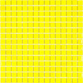 Glossy yellow square glass mosaic tiles arranged in a grid pattern for wall and floor decor