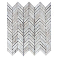 Sample - Frosted White with Gray Vein 11x13 Polished Chevron Crystal Sand Marble Mosaic Tile (5 pack, 4.9 sq ft/case)