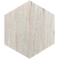 Creamy beige 10x10 polished hexagon tile with subtle crystal sand texture and honed finish