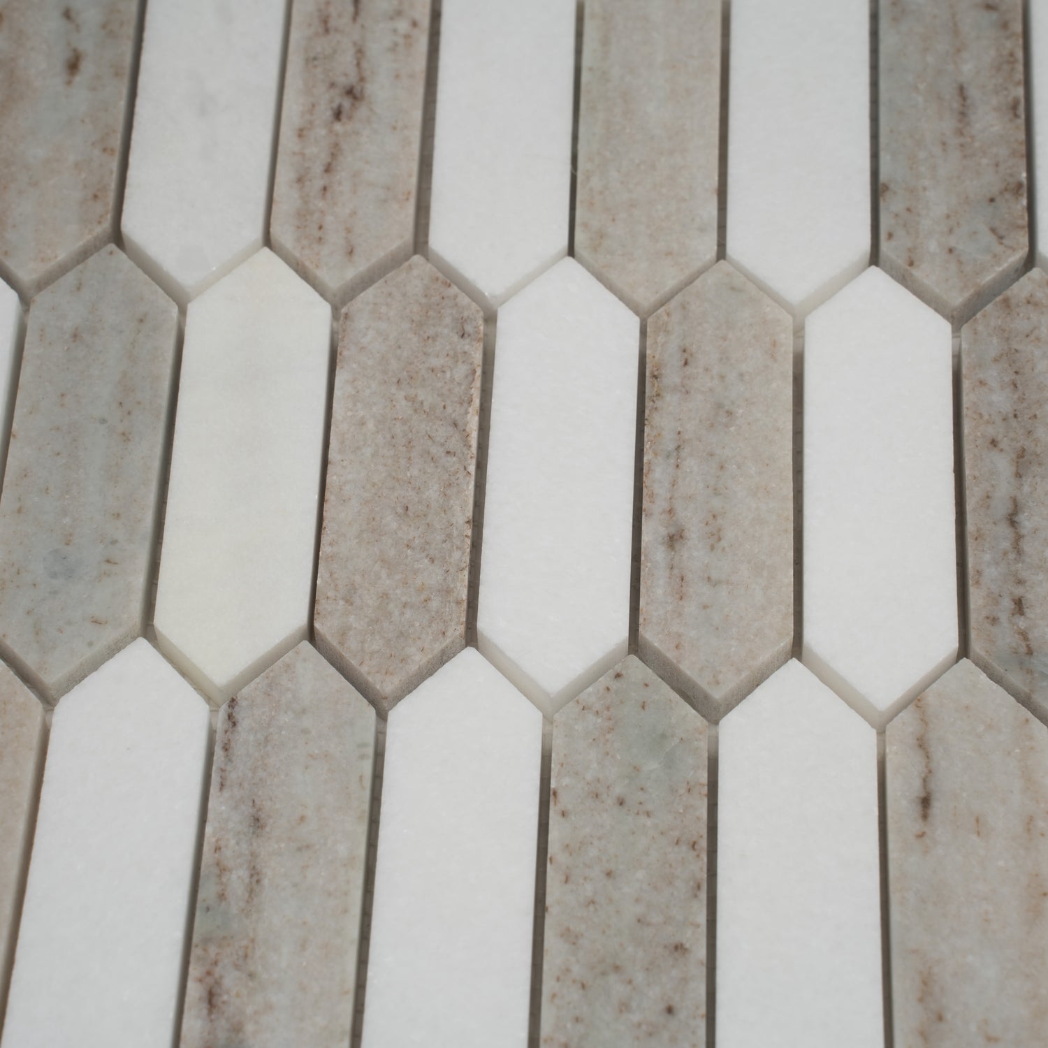 Mirage 12x12 Warm Beige White Marble Mosaic Picket Wall and Floor Tile (5 Pack, 5.3 sq ft/case)