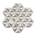 12x12 warm beige and white marble 3D pyramid mosaic tile sheet for walls and floors
