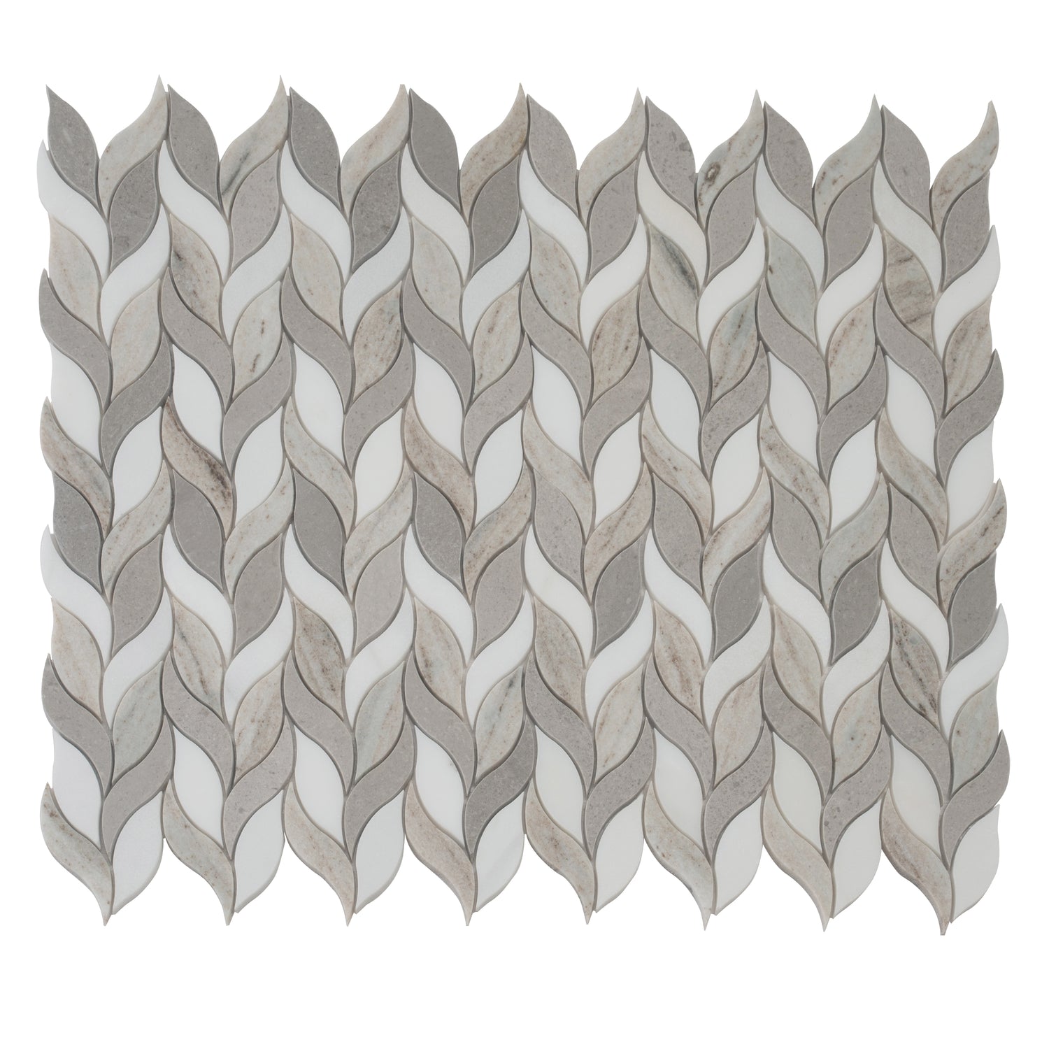 Mirage 10x12 Warm Beige White Marble Mosaic Leaf Wall and Floor Tile (5 Pack, 4.07 sq ft/case)