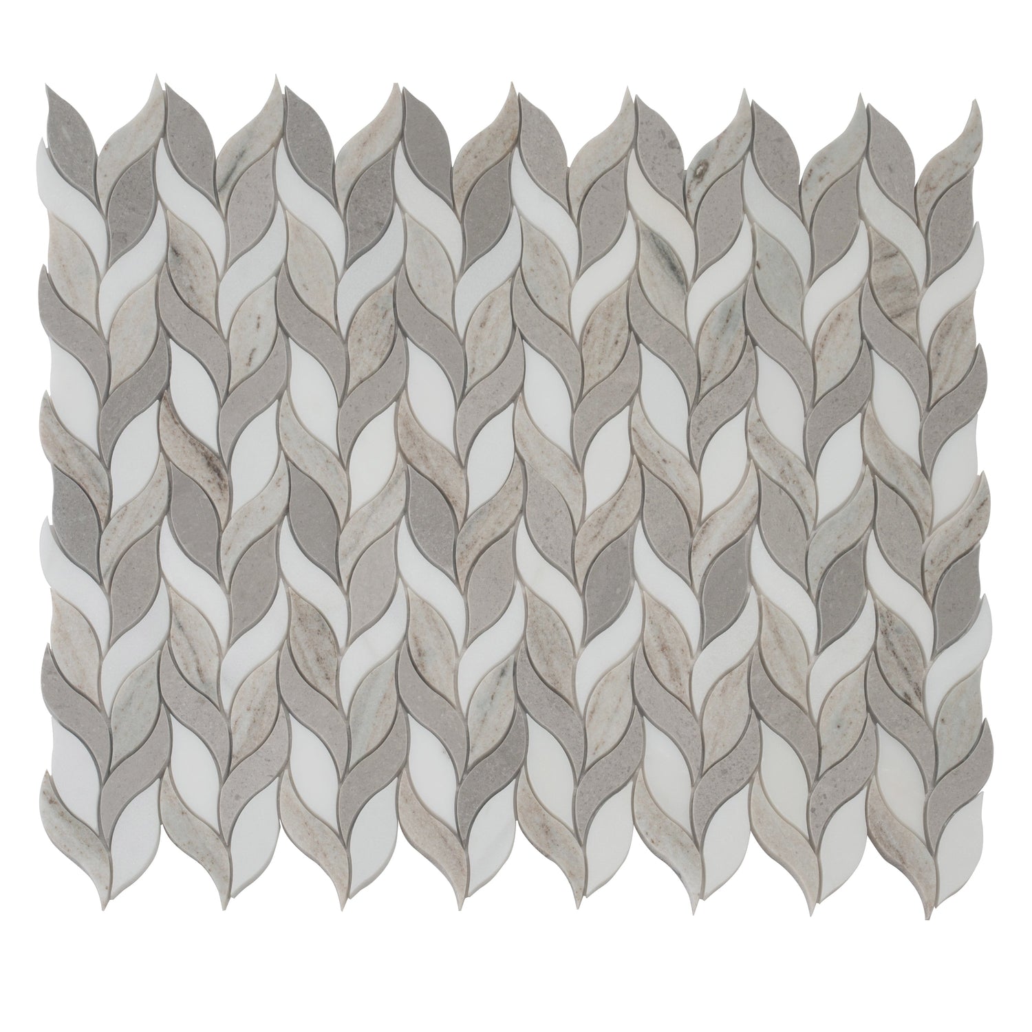 Mirage 10x12 Warm Beige White Marble Mosaic Leaf Wall and Floor Tile (5 Pack, 4.07 sq ft/case) - Sample