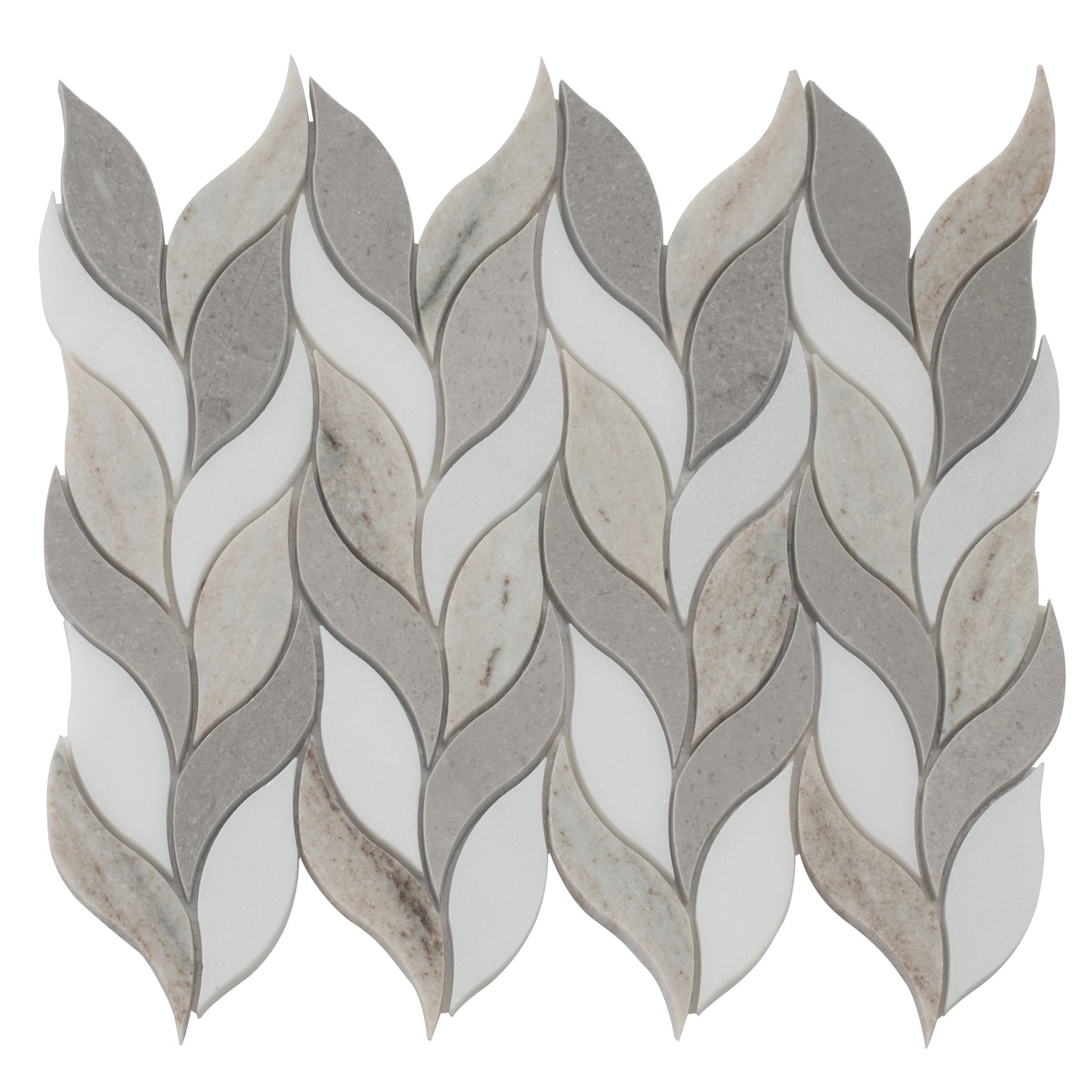 Mirage 10x12 Warm Beige White Marble Mosaic Leaf Wall and Floor Tile (5 Pack, 4.07 sq ft/case) - Sample