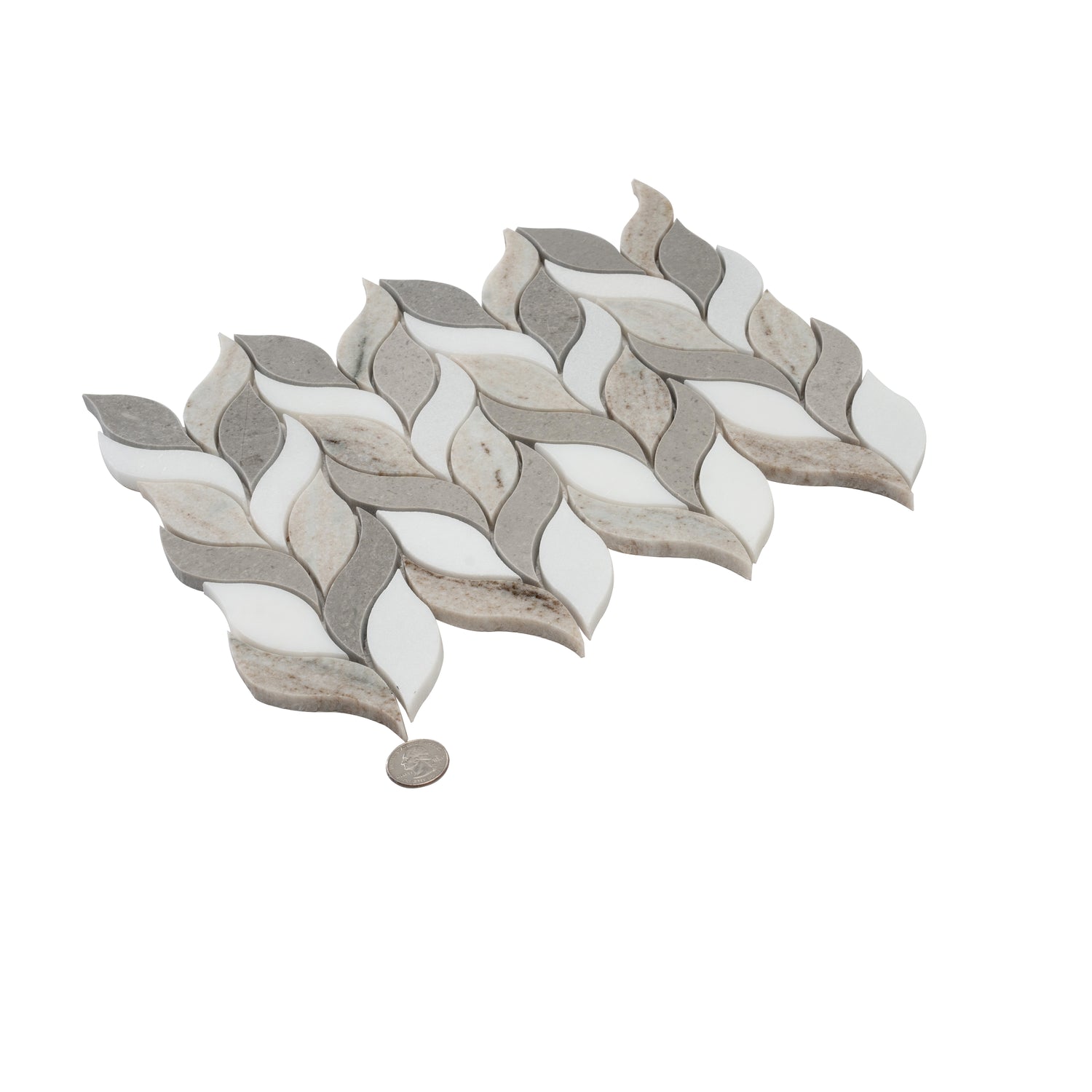 Mirage 10x12 Warm Beige White Marble Mosaic Leaf Wall and Floor Tile (5 Pack, 4.07 sq ft/case)