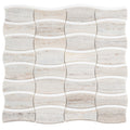 Sample - Warm Beige Thassoss White 12x12 Polished Floral Crystal Sand Mosaic Tile (5 pack, 5.04 sq ft/case)