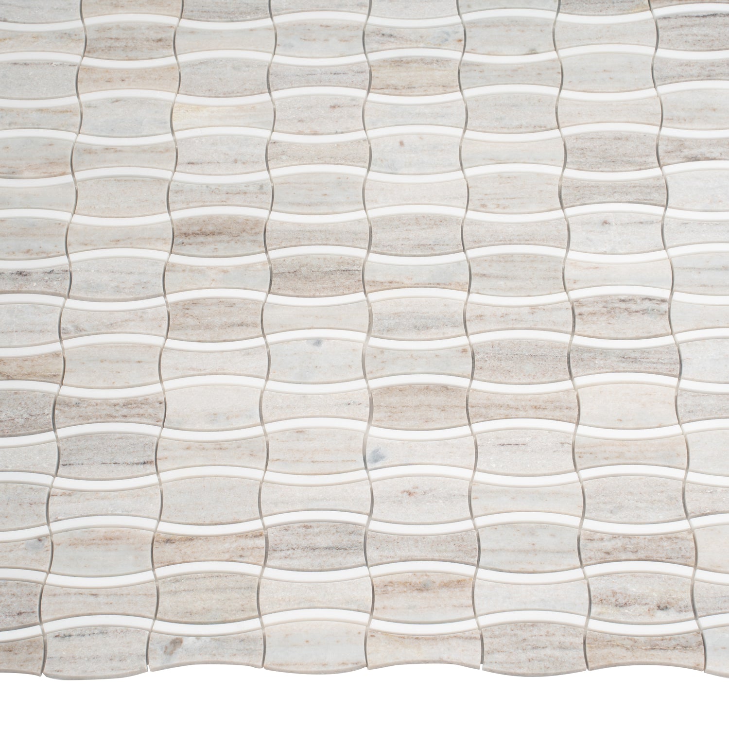 Mirage 12x12 Warm Beige White Marble Mosaic Floral Wall and Floor Tile (5 Pack, 5.04 sq ft/case)