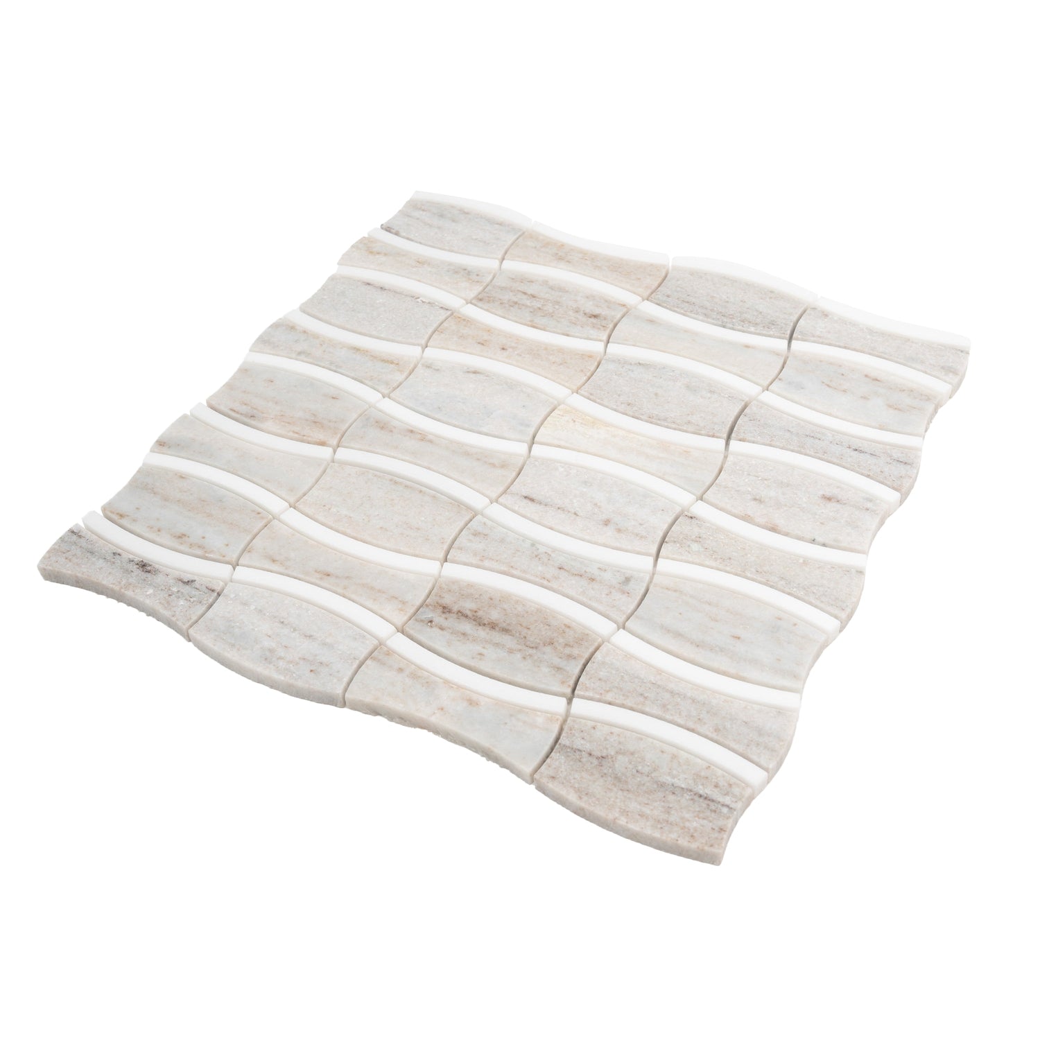 Mirage 12x12 Warm Beige White Marble Mosaic Floral Wall and Floor Tile (5 Pack, 5.04 sq ft/case) - Sample