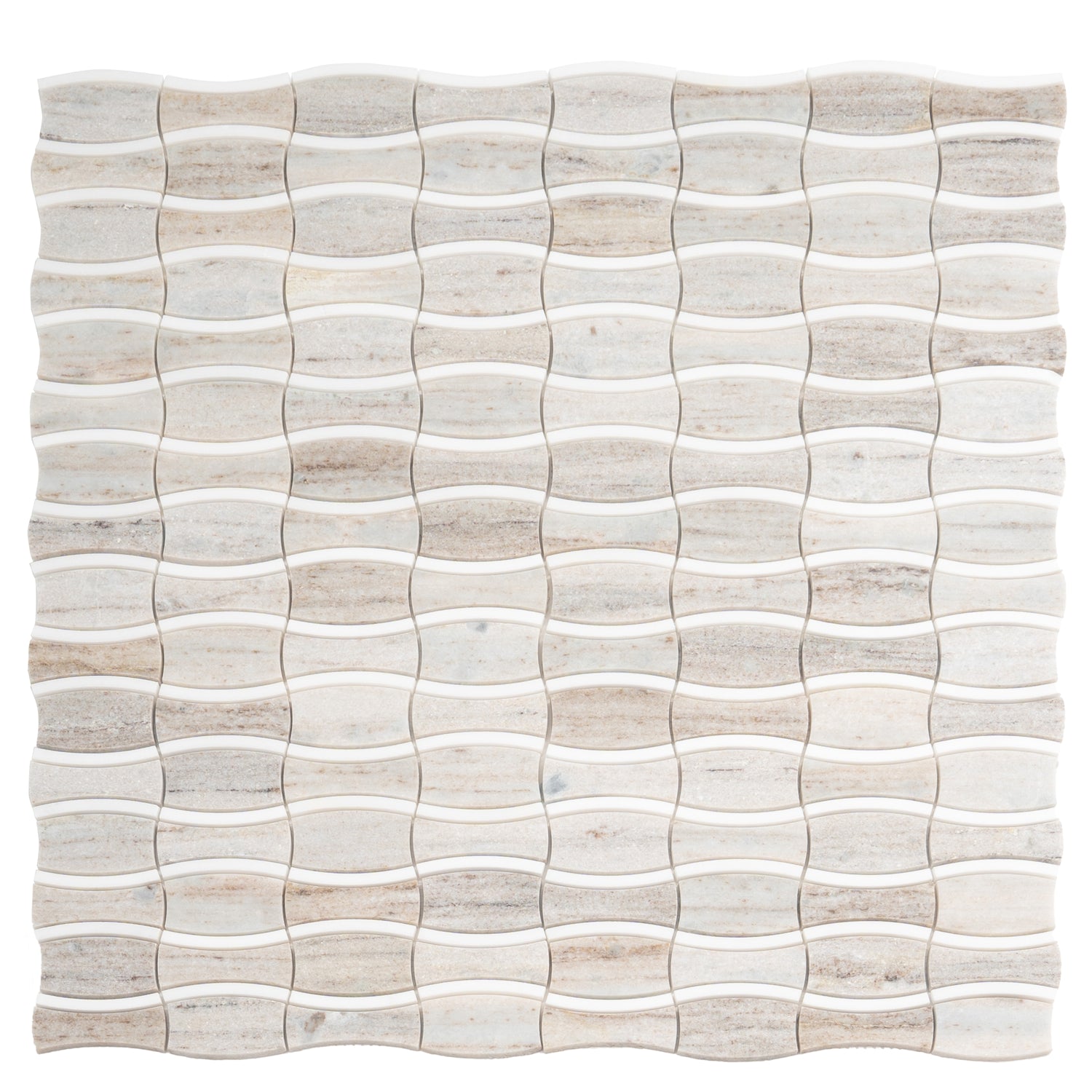 Mirage 12x12 Warm Beige White Marble Mosaic Floral Wall and Floor Tile (5 Pack, 5.04 sq ft/case)