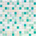 Sample - White Green 12x12 Glossy Uniform Square Glass Mosaic Tile (20 pack, 20 sq ft/case)