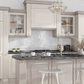 White 2.58x8 inch polished ceramic subway tile backsplash