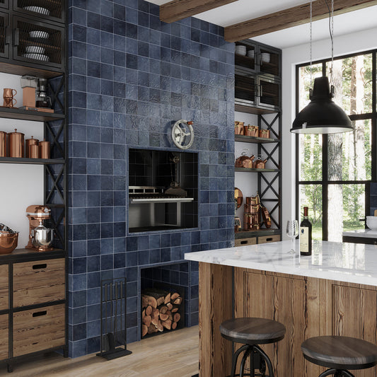 Dark Blue 5x5 Glossy Subway Ceramic Tile (57 pack, 10.76 sq ft/case) - Sample