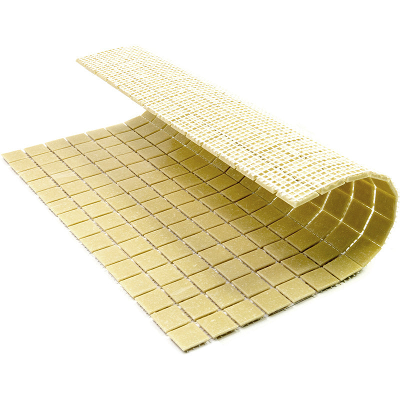 Cream Beige 12x12 Uniform Square Glossy Glass Mosaic Tile (20 pack, 20 sq ft/case) - Sample