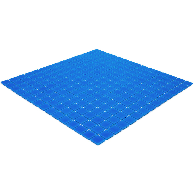 Denim Blue 12x12 Uniform Square Glossy Glass Mosaic Tile (20 pack, 20 sq ft/case) - Sample