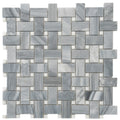 Porpoise gray polished Bardiglio Nuvolato and Eastern white marble basketweave mosaic tiles pattern