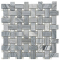 Sample - Porpoise Gray 12x12 Polished Bardiglio Nuvolato, Eastern White Marble Basketweave Mosaic tile (5 pack, 5 sq ft/case)