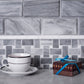 Sample - Porpoise Gray 12x12 Polished Bardiglio Nuvolato, Eastern White Marble Basketweave Mosaic tile (5 pack, 5 sq ft/case)