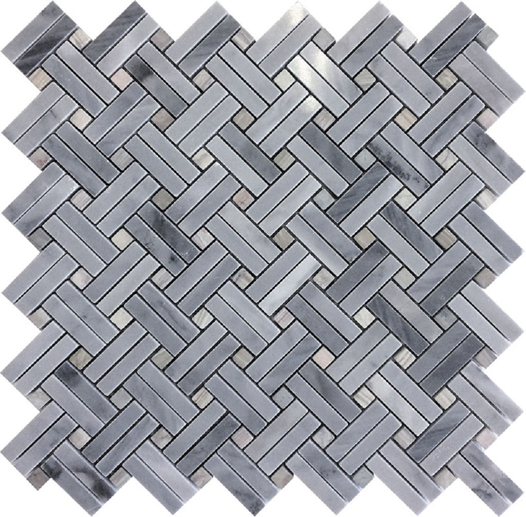 11x11 Gray Double Weave Polished Marble Tile