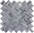 Sample - Gray 11x11 Polished Basketweave Bardiglio Nuvolato Marble Mosaic Tile (5 pack, 4.47 sq ft/case)