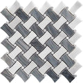 Sample - Bardiglio Nuvolato Eastern White 11x11 Polished Basketweave Marble Mosaic Tile (5 pack, 4.2 sq ft/case)