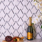 Gray White 9x10 Polished Herringbone Marble Mosaic Tile (5 pack, 2.99 sq ft/case) - Sample