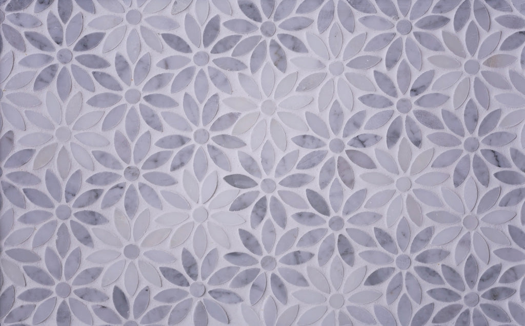 Gray White 11x12 Polished Multi-shaped Marble Mosaic Tile (5 pack, 4.46 sq ft/case) - Sample