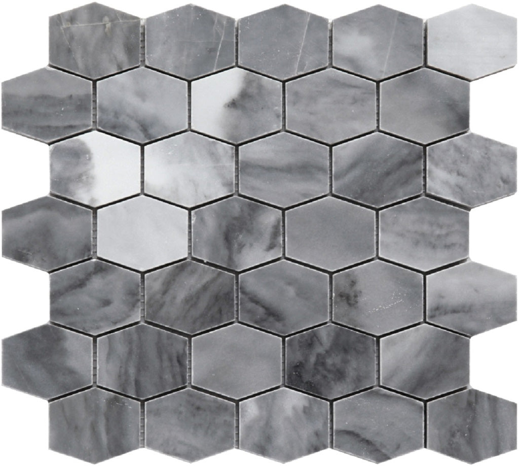 Gray 12x12 Polished Hexagon Marble Mosaic Tile (5 pack, 4.875 sq ft/case) - Sample