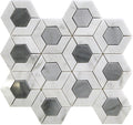 Sample - Gray White 11x13 Polished Hexagon Bardiglio Nuvolato Bianco Carrara Marble Mosaic Tile (5 pack, 5.15 sq ft/case)
