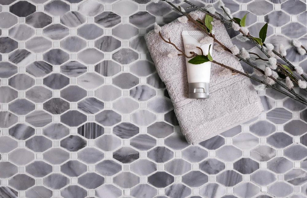Gray 12x12 Polished Octagon Marble Mosaic Tile (5 pack, 5.08 sq ft/case) - Sample