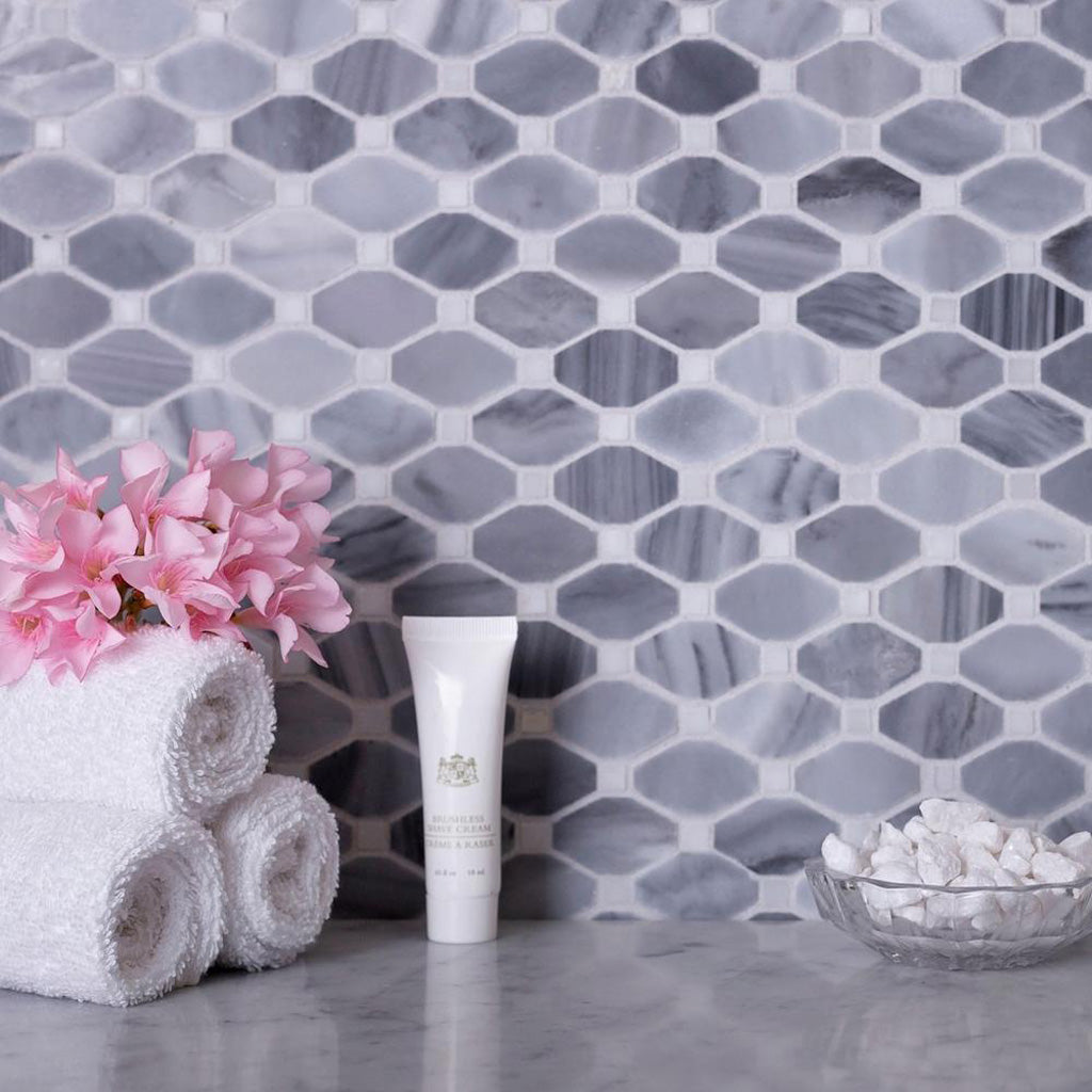 Gray 12x12 Polished Octagon Marble Mosaic Tile (5 pack, 5.08 sq ft/case) - Sample