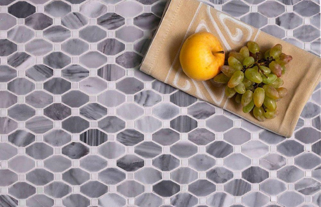 Gray 12x12 Polished Octagon Marble Mosaic Tile (5 pack, 5.08 sq ft/case) - Sample