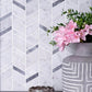 White Gray 11x13 Polished Herringbone Marble Mosaic Tile (5 pack, 4.95 sq ft/case) - Sample