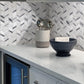 11x13 White and Gray Herringbone Polished Marble Mosaic Tile