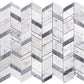 White Gray 11x13 Polished Herringbone Marble Mosaic Tile (5 pack, 4.95 sq ft/case) - Sample