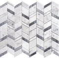 Sample - White Gray 11x13 Polished Herringbone Bardiglio Nuvolato Bianco Carrara Marble Mosaic Tile (5 pack, 4.95 sq ft/case)