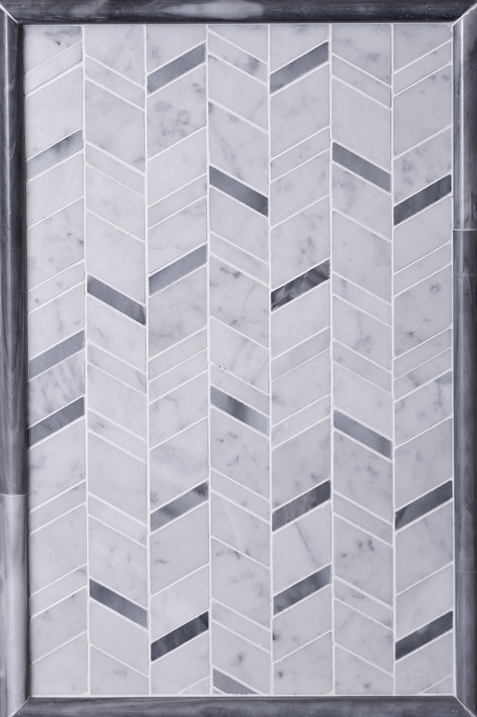 11x13 White and Gray Herringbone Tile
