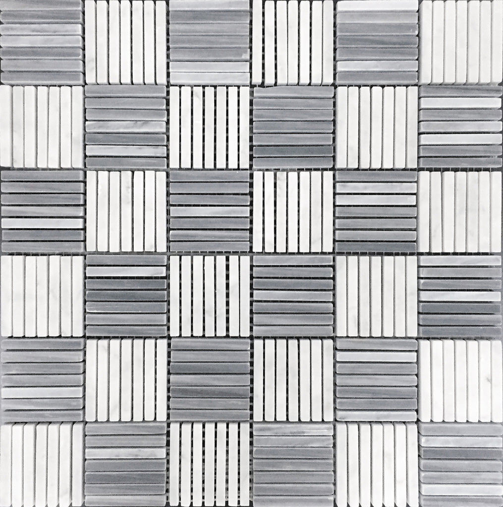 12x12 White and Gray Mosaic Tiles