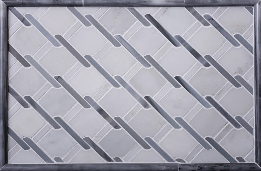 White Gray 11x12 Polished Multi-shaped Marble Mosaic Tile (5 pack, 4.66 sq ft/case) - Sample