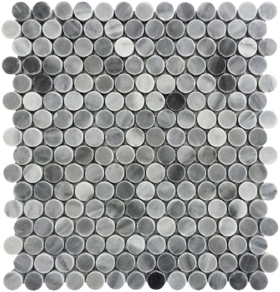 Gray 11x12 Polished Penny Round Marble Mosaic Tile (5 pack, 4.83 sq ft/case) - Sample