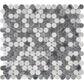 5 pack White and Gray 11.3 in. x 12.3 in. Penny Round with Dot Polished Marble Mosaic Tile (4.83 sq ft/case) - Sample