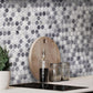 5 pack White and Gray 11.3 in. x 12.3 in. Penny Round with Dot Polished Marble Mosaic Tile (4.83 sq ft/case) - Sample