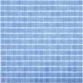 Glossy maximum blue glass mosaic tile sheet with uniform 12x12 grid and reflective surface
