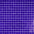 glossy cobalt blue glass mosaic tiles arranged in uniform 12x12 square grid with white grout