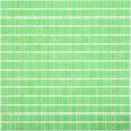 Glossy mint green glass mosaic tile sheet with small uniform square tiles ideal for walls and floors