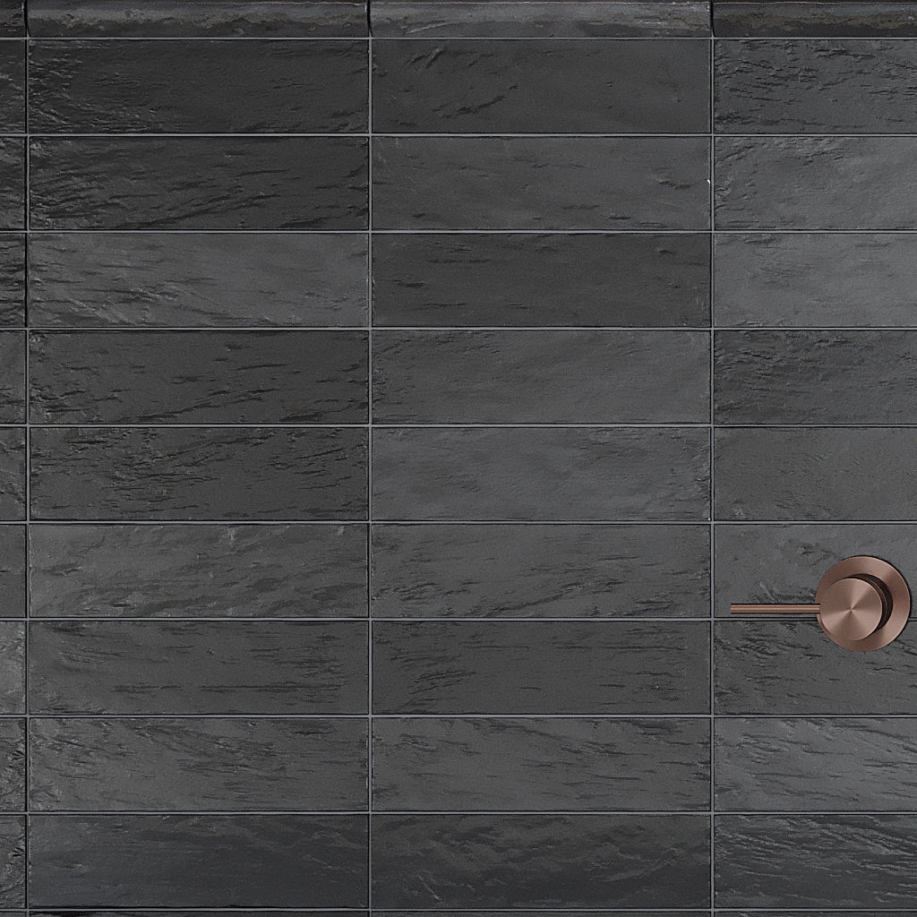 Black 2.5x8 Glossy Matte Subway Ceramic Tile (38 pack, 5.38 sq ft/case)